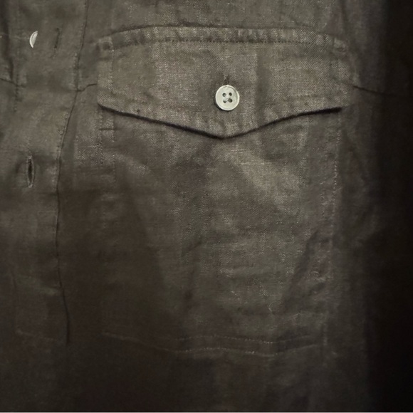 Vince Men's Black 100% Linen Popover Casual 1/4 button down - Picture 6 of 10